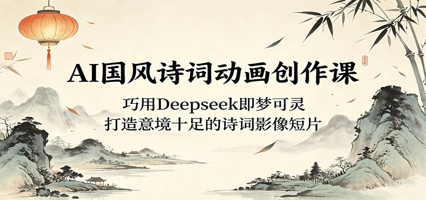 AI国风诗词动画创作课:巧用Deepseek即梦可灵,打造意境十足的诗词影像短片-百盟网
