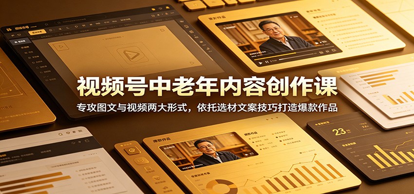 视频号中老年内容创作课：专攻图文与视频两大形式，依托选材文案技巧打造爆款作品-百盟网