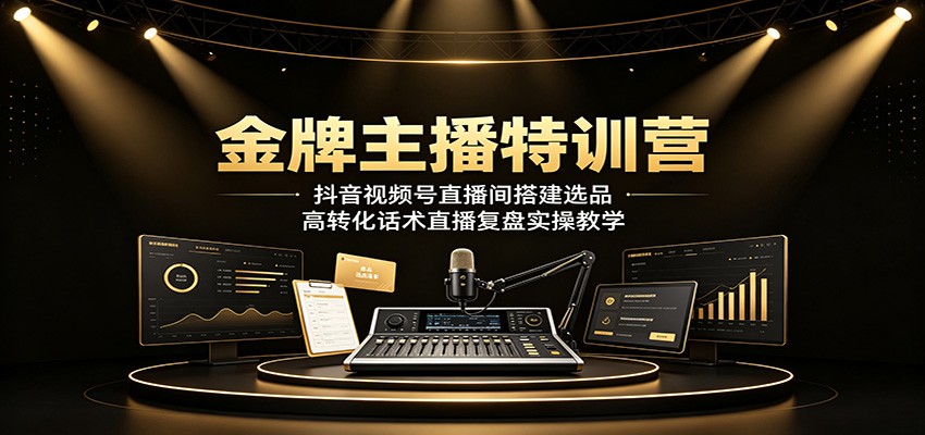 金牌主播特训营:抖音视频号直播间搭建选品,高转化话术直播复盘实操教学-百盟网
