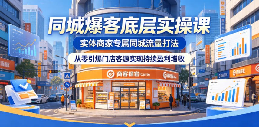 同城爆客底层实操课，实体商家专属同城流量打法，从零引爆门店客源实现持续盈利增收-百盟网