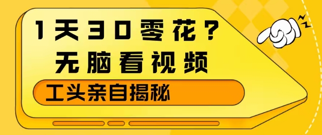 1天30零花?无脑看视频,大佬亲自揭秘-百盟网