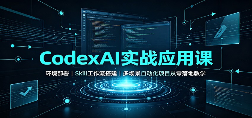 CodexAI实战应用课:环境部署Skill工作流搭建,多场景自动化项目从零落地教学-百盟网