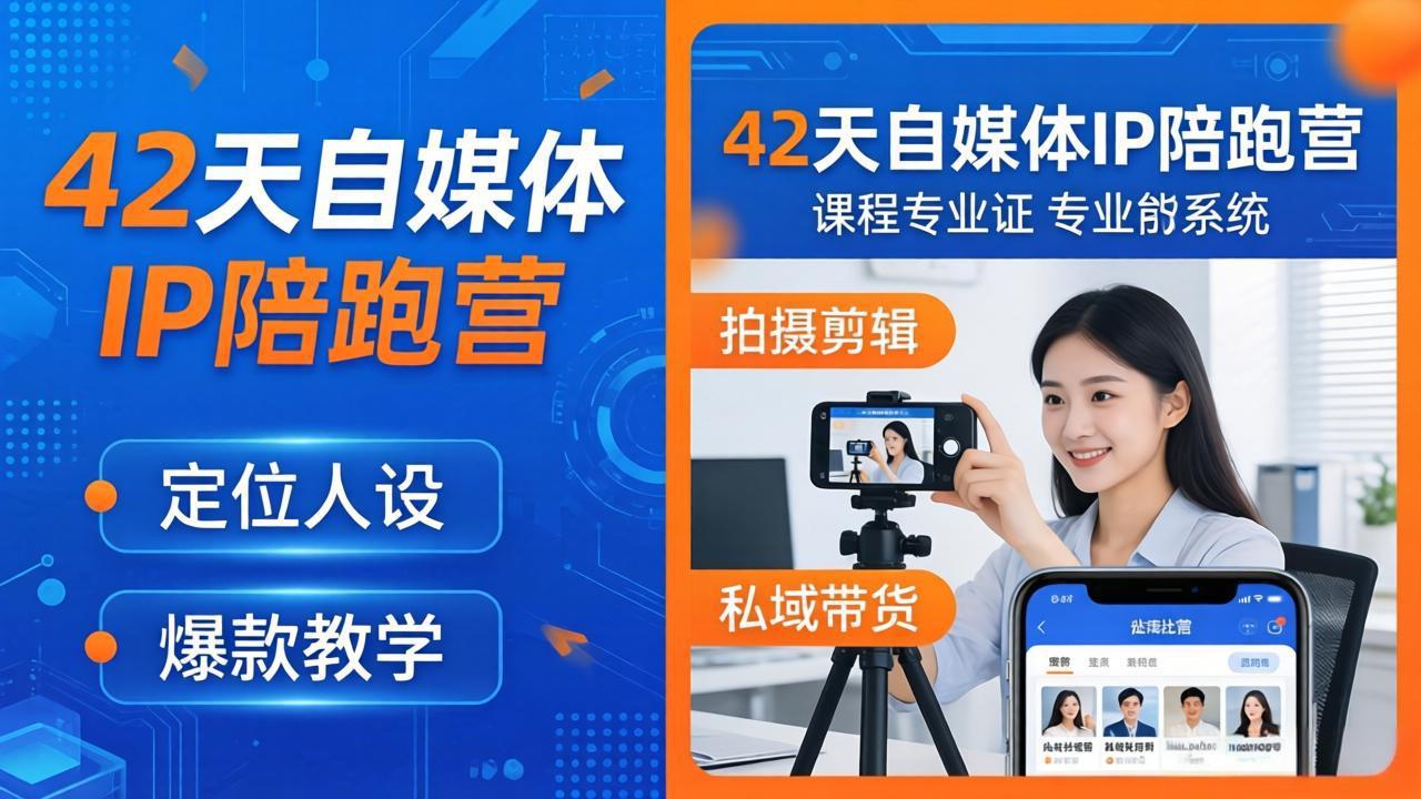 42天自媒体IP陪跑营-26年4月19更新：定位人设爆款全教学，拍摄剪辑私域带货一站式落地-百盟网