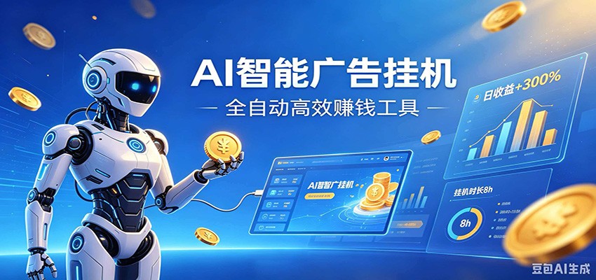 AI智能广告挂机，小白轻松上手，在家自动赚收益-百盟网