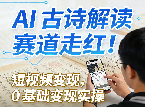 AI古诗解读赛道走红！短视频变现，0基础变现实操-百盟网