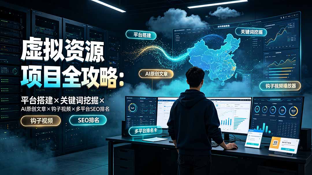 虚拟资源项目全攻略:平台搭建×关键词挖掘×AI原创文章×钩子视频×多平台SEO排名-百盟网