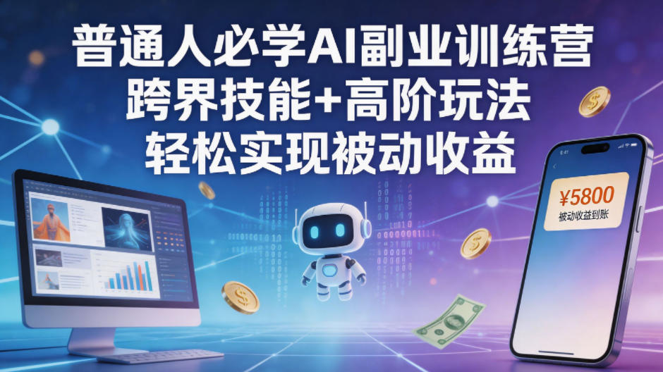 普通人必学AI副业训练营跨界技能+高阶玩法轻松实现被动收益-百盟网