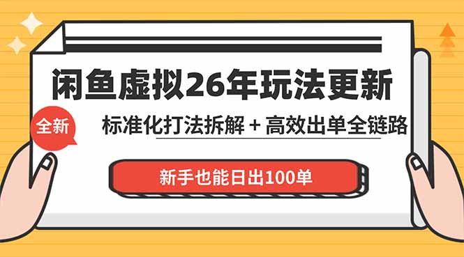 闲鱼虚拟从0到1系统化运营课程：标准化打法拆解 + 高效出单全链路教学，新手也能日出100单-百盟网