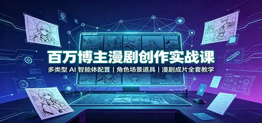百万博主漫剧创作实战课:多类型AI智能体配置,角色场景道具,漫剧成片全套教学-百盟网