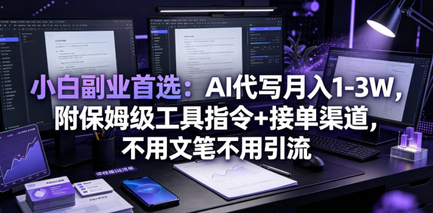 小白副业首选:AI代写月入1-3W,附保姆级工具指令+接单渠道,不用文笔不用引流【揭秘】-百盟网