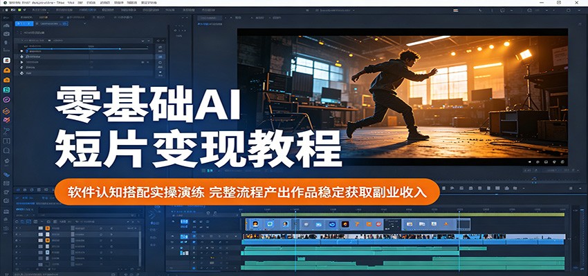 零基础AI短片变现教程:软件认知搭配实操演练,完整流程产出作品稳定获取副业收入-百盟网