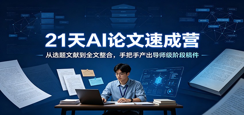 21天AI论文速成营：从选题文献到全文整合，手把手产出导师级阶段稿件-百盟网