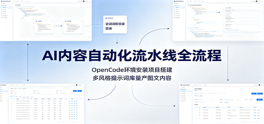 AI内容自动化流水线全流程：OpenCode环境安装项目搭建，多风格提示词库量产图文内容-百盟网