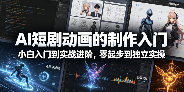 AI短剧动画的制作入门,小白入门到实战进阶,零起步到独立实操-百盟网