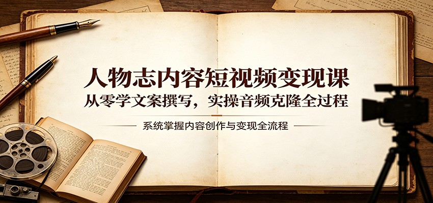 人物志内容短视频变现课：从零学文案撰写，实操音频克隆全过程-百盟网