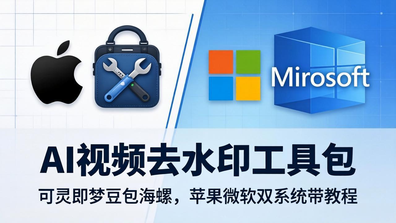 AI视频去水印工具包:可灵即梦豆包海螺,苹果微软双系统带教程-百盟网