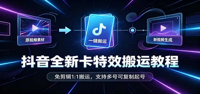抖音全新卡特效搬运教程：免剪辑1:1搬运，支持多号可复制起号-百盟网