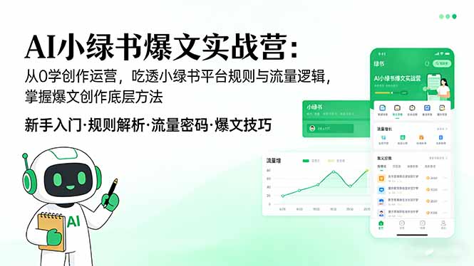 AI 小绿书爆文实战营:从0学创作运营,吃透小绿书平台规则与流量逻辑,掌握爆文创作底层方法-百盟网