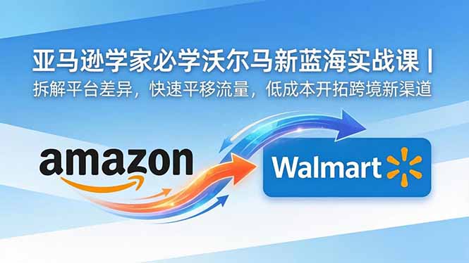 亚马逊卖家必学沃尔玛新蓝海实战课｜拆解平台差异，快速平移流量，低成本开拓跨境新渠道-百盟网