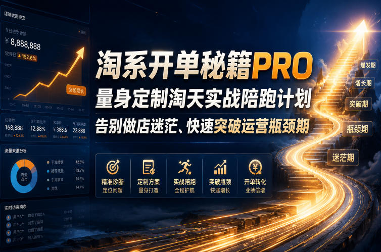 淘系开单秘籍PRO，量身定制淘天实战陪跑计划，告别做店迷茫、快速突破运营瓶颈期(2026年6月22日)-百盟网