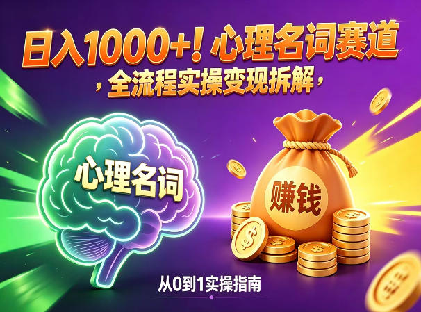 心理名词赛道,新手小白也能做,全流程项目拆解,单日变现1k+-百盟网