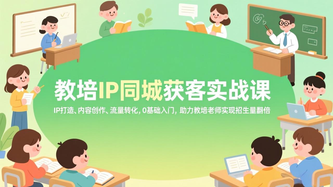 教培IP同城获客实战课，IP打造、内容创作、流量转化，0基础入门，助力教培老师实现招生量翻倍-百盟网
