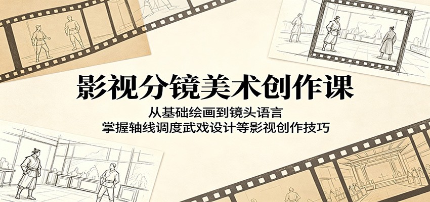 影视分镜美术创作课：从基础绘画到镜头语言，掌握轴线调度武戏设计等影视创作技巧-百盟网