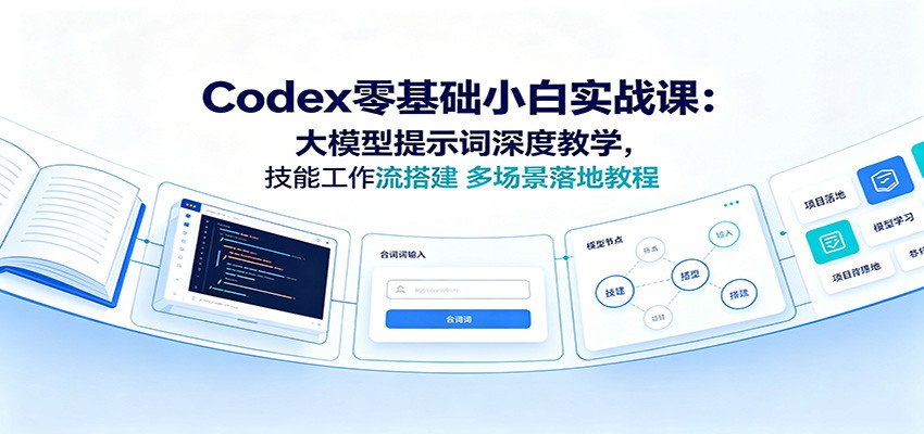 Codex零基础小白实战课:大模型提示词深度教学,技能工作流搭建多场景落地教程-百盟网
