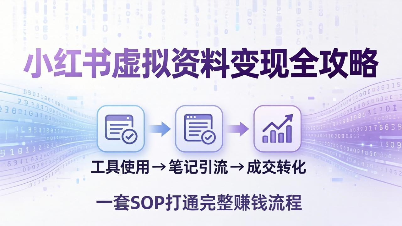小红书虚拟资料变现全攻略:从工具使用到笔记引流成交,一套 SOP 打通完整赚钱流程-百盟网