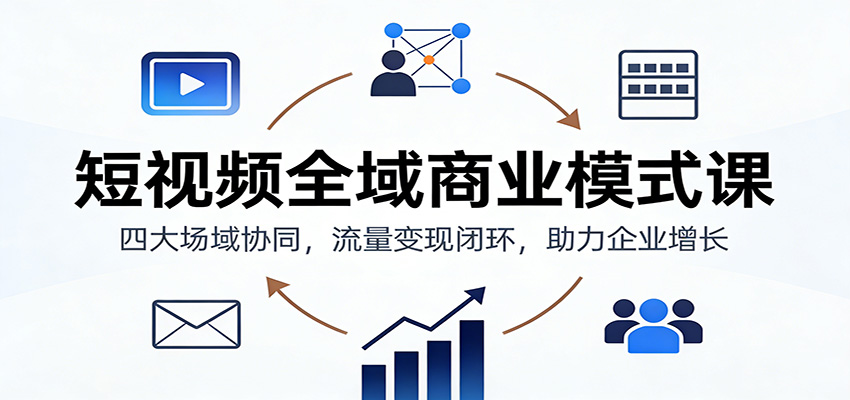 短视频全域商业模式课：四大场域协同，流量变现闭环，助力企业增长-百盟网