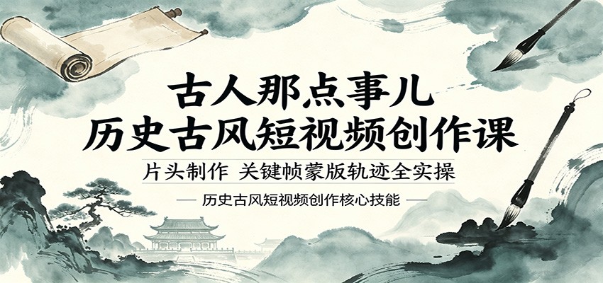 古人那点事儿历史古风短视频创作课，片头制作，关键帧蒙版轨迹全实操-百盟网