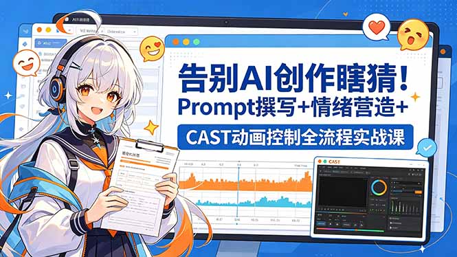 告别AI创作瞎猜！Prompt撰写+情绪营造+CAST动画控制全流程实战课-百盟网
