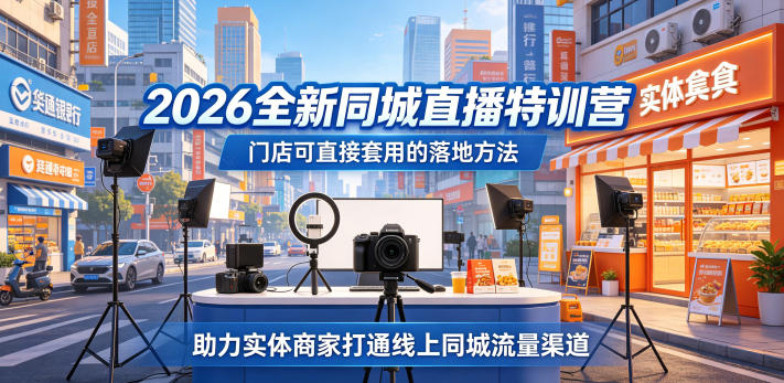 2026全新同城直播特训营,门店可直接套用的落地方法,助力实体商家打通线上同城流量渠道-百盟网