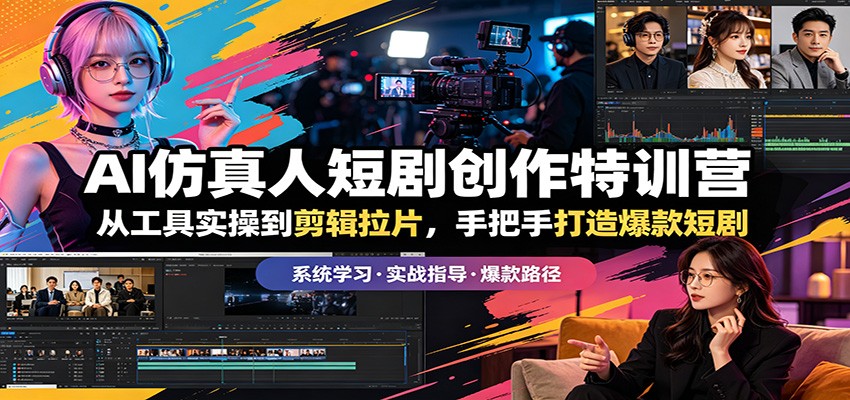 AI仿真人短剧创作特训营：从工具实操到剪辑拉片，手把手打造爆款短剧-百盟网