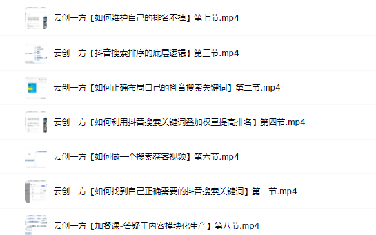 云创一方2022抖音SEO系列课程,教你如何快速上抖音搜索排名第一-百盟网