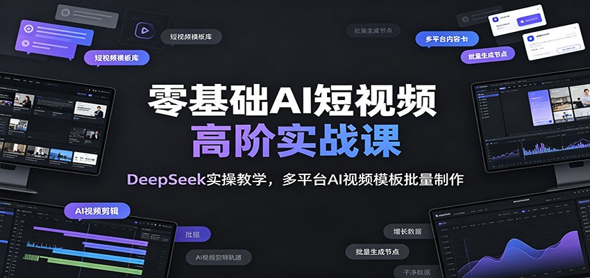 零基础AI短视频高阶实战课：DeepSeek实操教学，多平台AI视频模板批量制作-百盟网