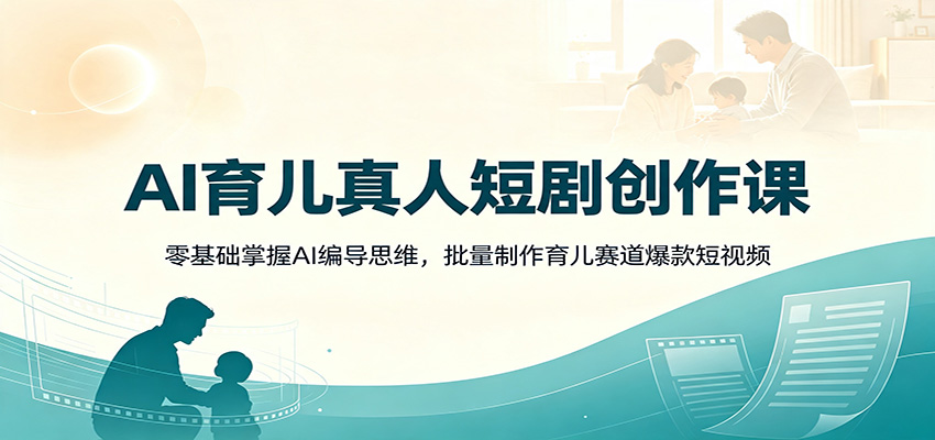 AI育儿真人短剧创作课：零基础掌握AI编导思维，批量制作育儿赛道爆款短视频-百盟网