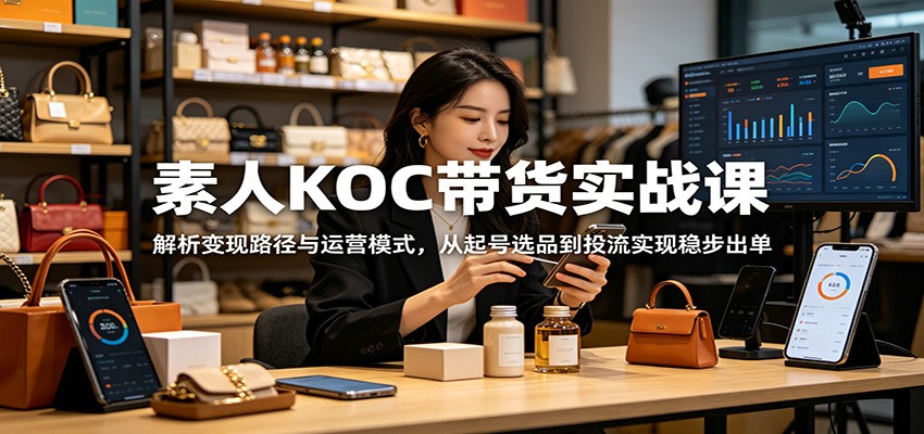 素人KOC带货实战课：解析变现路径与运营模式，从起号选品到投流实现稳步出单-百盟网