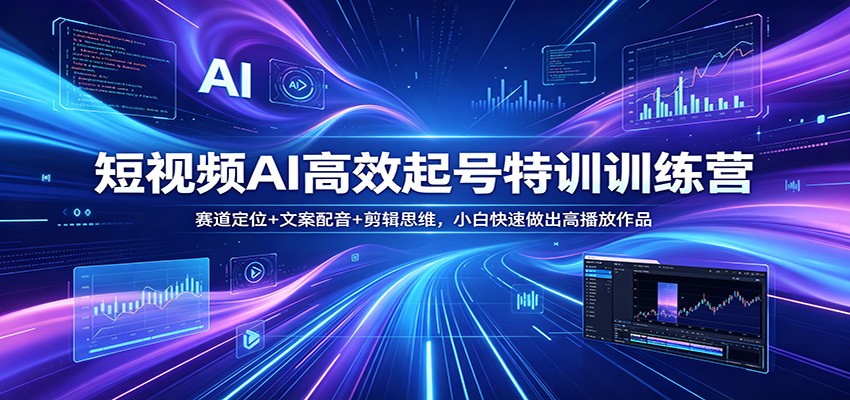 短视频AI高效起号特训训练营:赛道定位+文案配音+剪辑思维,小白快速做出高播放作品-百盟网