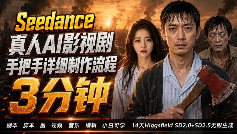 3分钟真人AI影视剧怎么做?SD 2.0手把手完整制作流程|Higgsfield 14天SD 2.0/2.5无限生成-百盟网