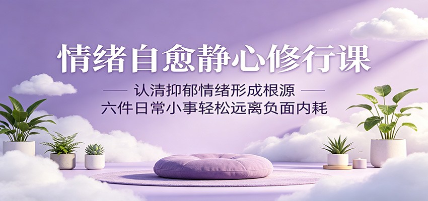 情绪自愈静心修行课:认清抑郁情绪形成根源,六件日常小事轻松远离负面内耗-百盟网