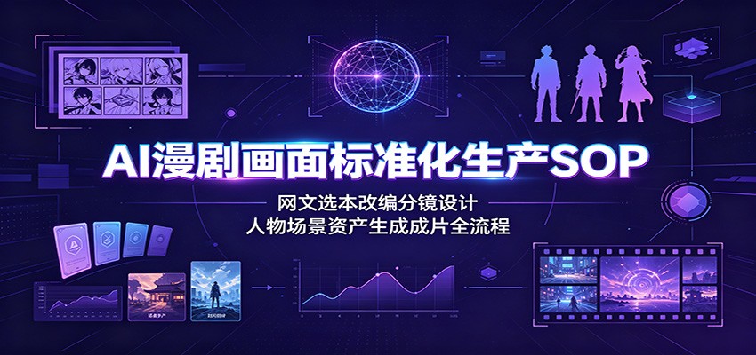 AI漫剧画面标准化生产SOP：网文选本改编分镜设计，人物场景资产生成成片全流程-百盟网