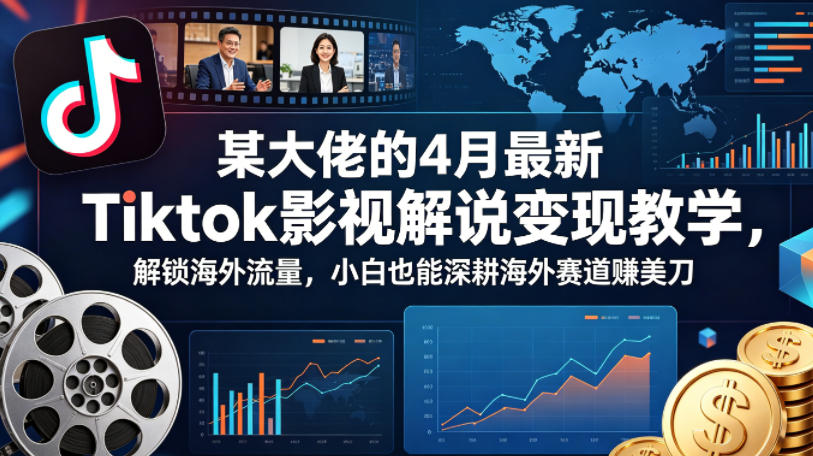 某大佬的4月最新Tiktok影视解说变现教学,解锁海外流量,小白也能深耕海外赛道賺美刀-百盟网