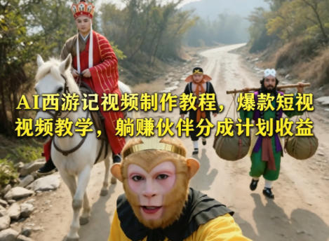 AI西游记视频制作教程,爆款短视频教学,躺賺伙伴分成计划收益