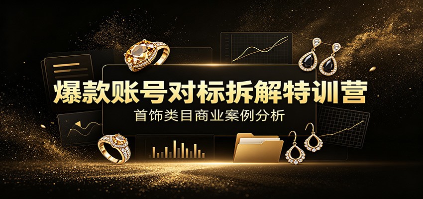 爆款账号对标拆解特训营：首饰类目商业案例分析，配套完整资料内容-百盟网