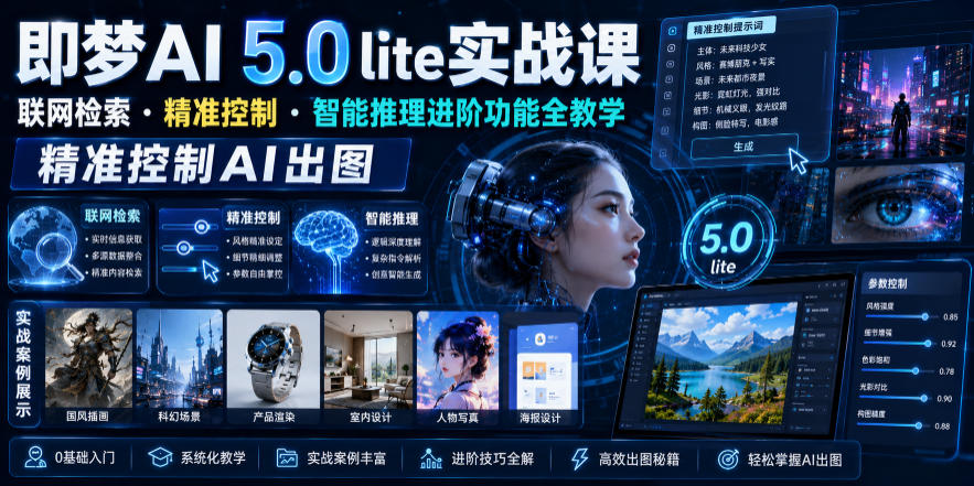 即梦AI 5.0 lite实战课，联网检索・精准控制・智能推理进阶功能全教学，精准控制AI出图-百盟网