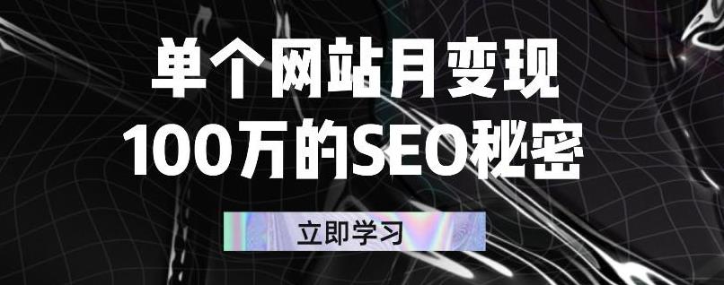 单个网站月变现100万的SEO秘密,百分百做出赚钱站点-百盟网