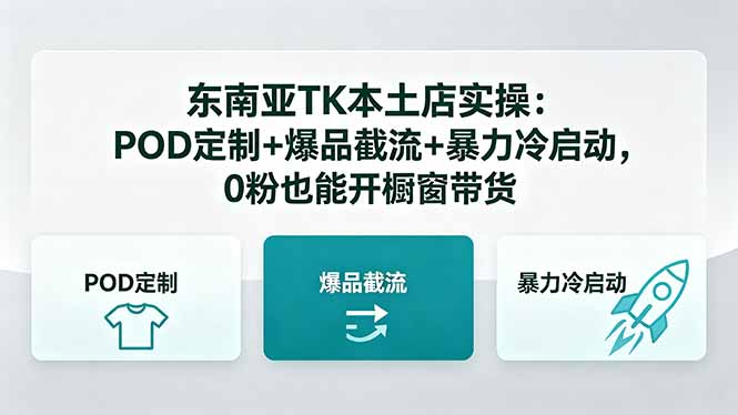 东南亚TK本土店实操：POD定制+爆品截流+暴力冷启动，0粉也能开橱窗带货-百盟网