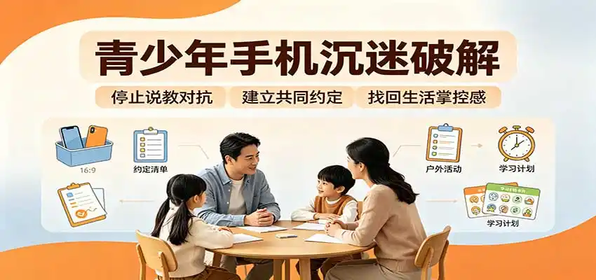 青少年手机沉迷破解：跳出管控说教思维，六步法引导孩子夺回注意力掌控权-百盟网
