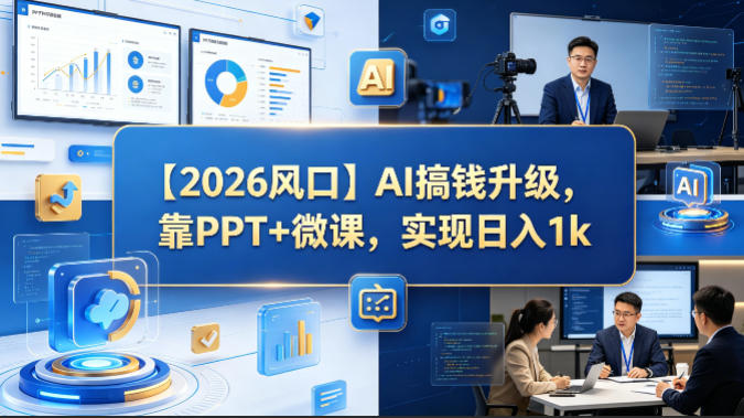 【2026风口】AI搞钱升级,靠PPT+微课,实现日入1k-百盟网